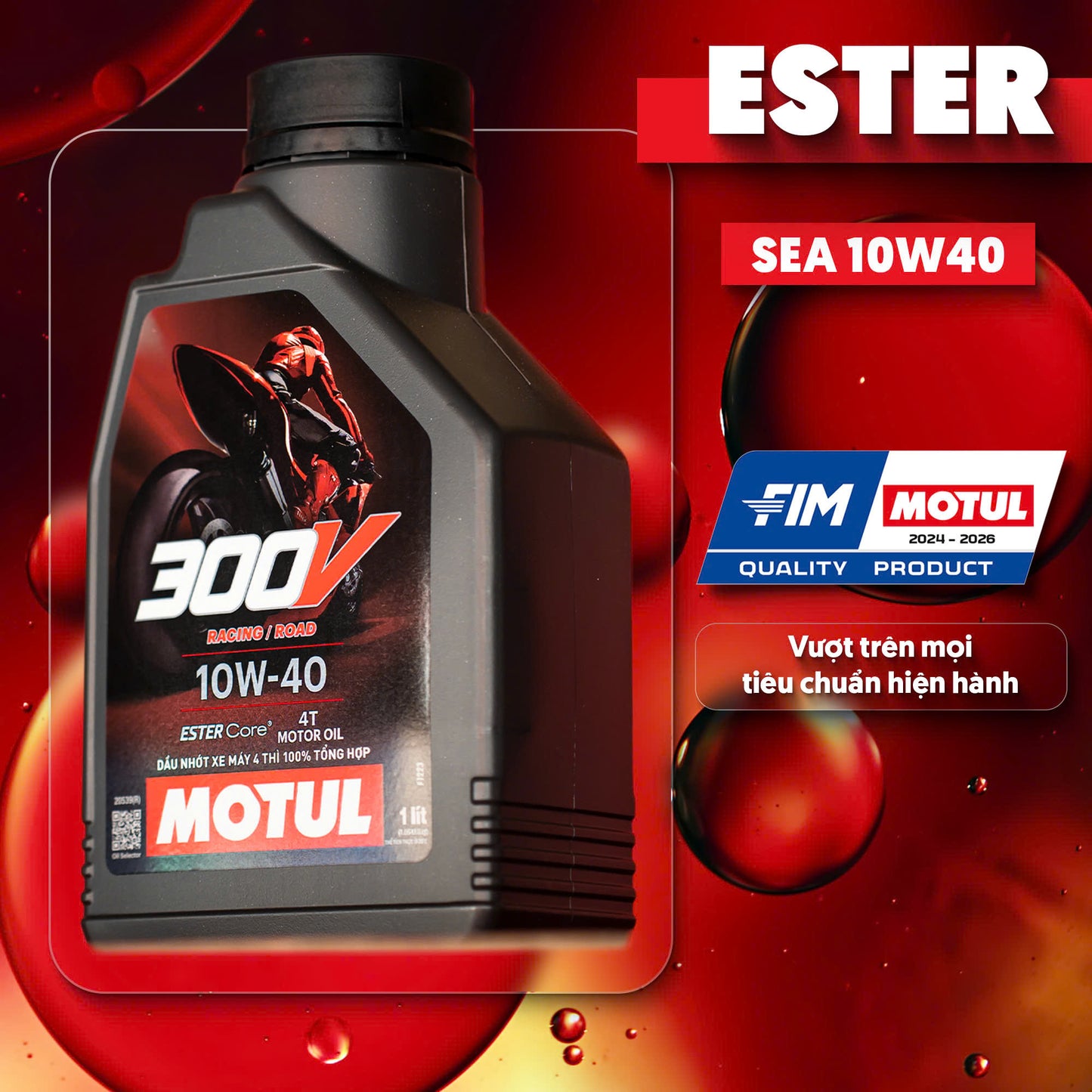 Motul 300V 10W40 Factory Line – Chuẩn đua, đỉnh cao công nghệ nhớt xe máy